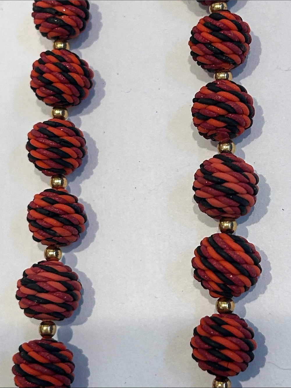 Handcrafted vintage Red Twisted weave layering Bead Necklace Women glow Jewelry